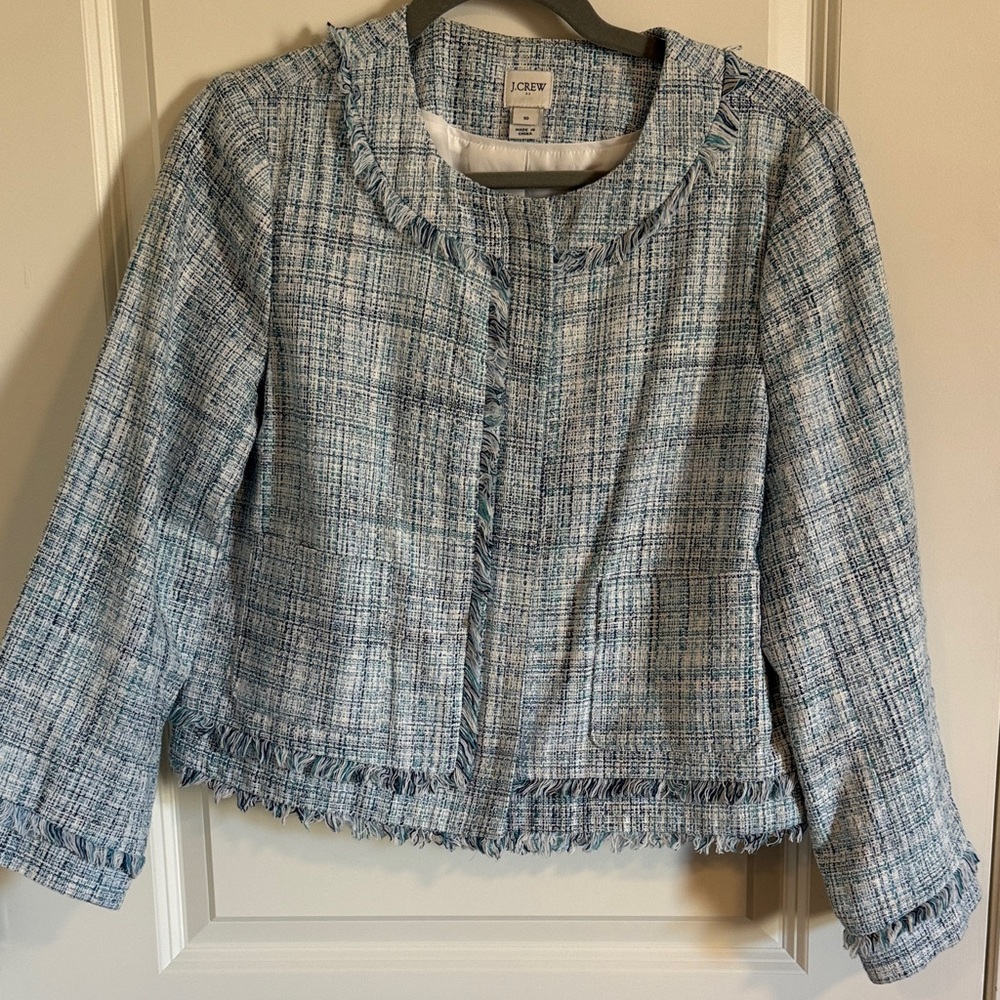 J. Crew Women's Light Blue Tweed Blazer